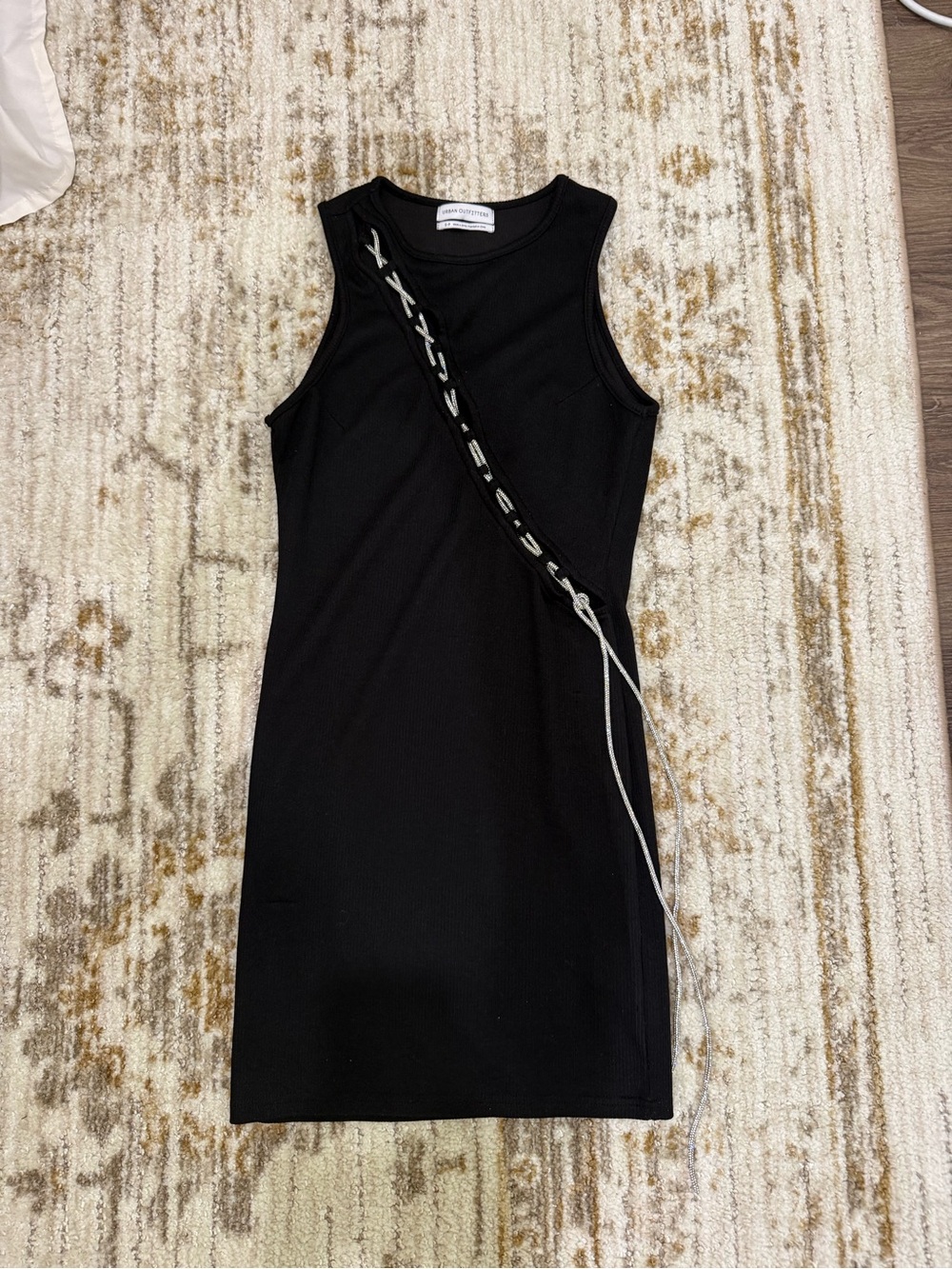 Urban Outfitters Black Mini Dress with Sparkly Diagonal Strap